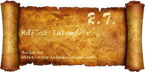 Rácz Talamér névjegykártya