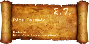 Rácz Talamér névjegykártya